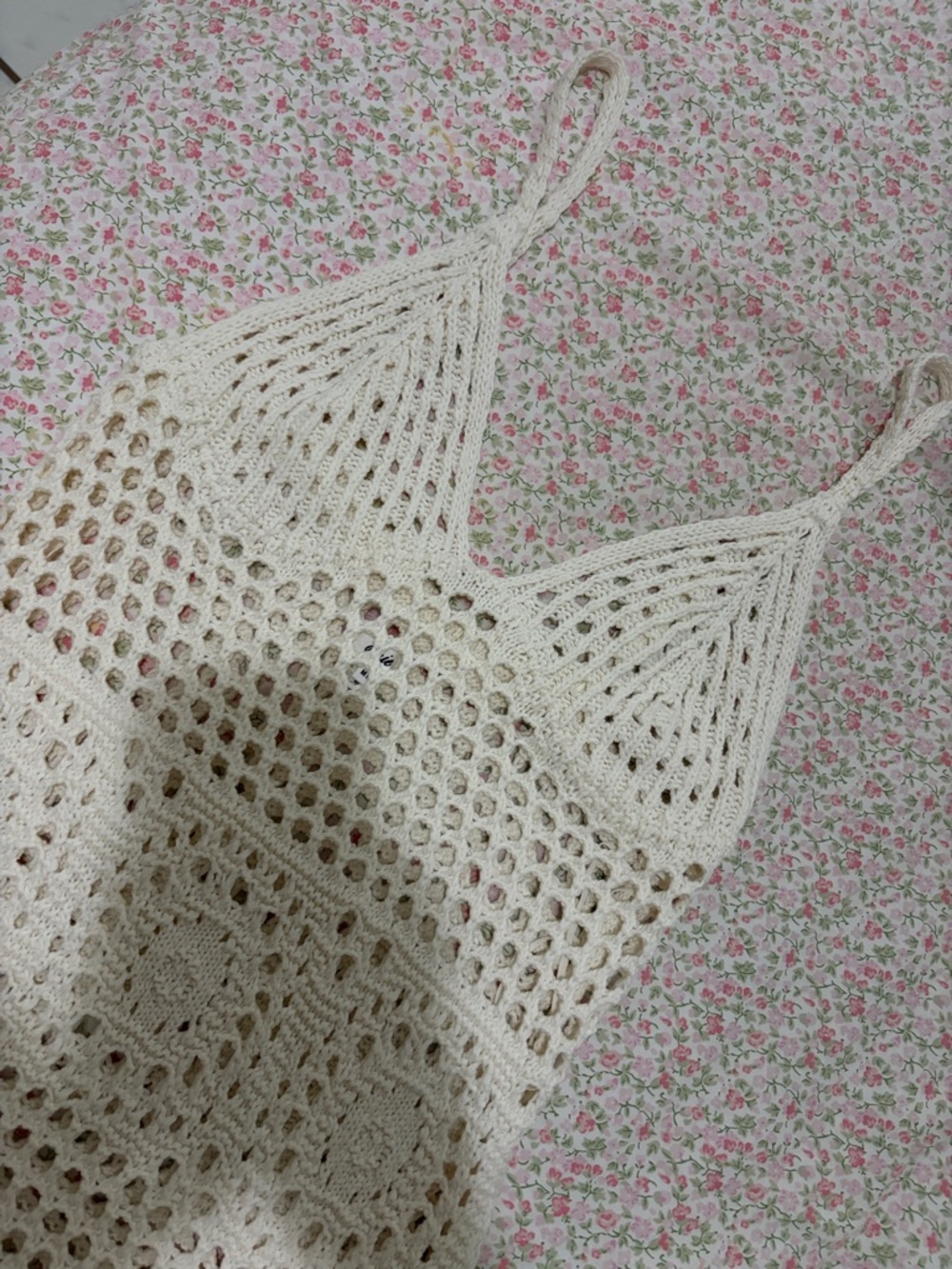 aerie Cream Crochet Swim Coverup Dress